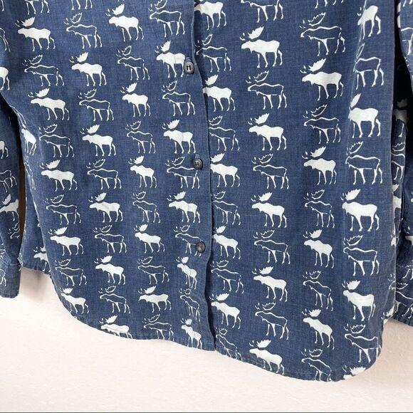 TRUE GRIT Woman’s Moose Blue Button Down Top Size M - Picture 6 of 10